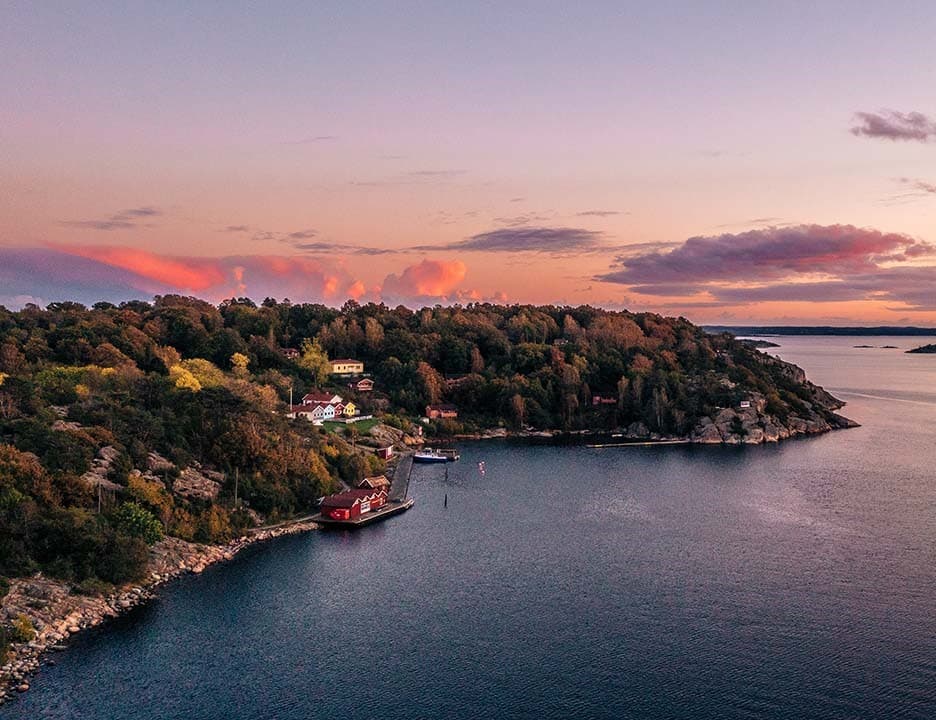Lilla Brattön vid solnedgång